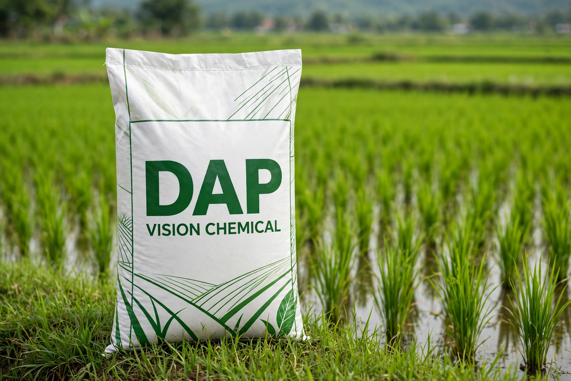 Ảnh sản phẩm phân DAP Vision Chemical (DAP 21-53) của Vision Chemical trên nền đồng ruộng
